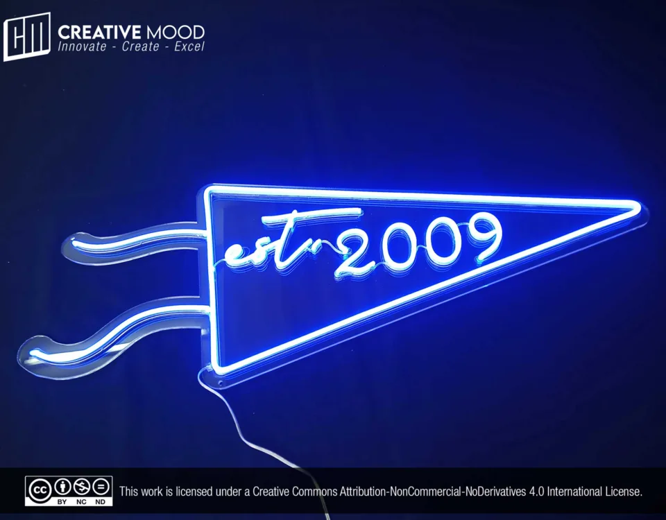 ‘Est 2009’ Blue LED Neon Sign