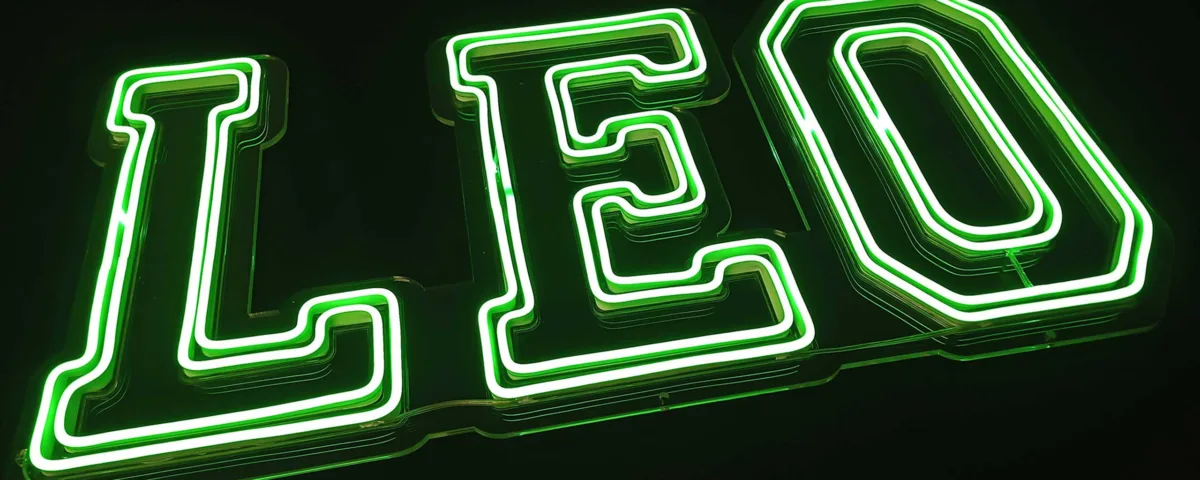 ‘LEO’ Green LED Neon Sign