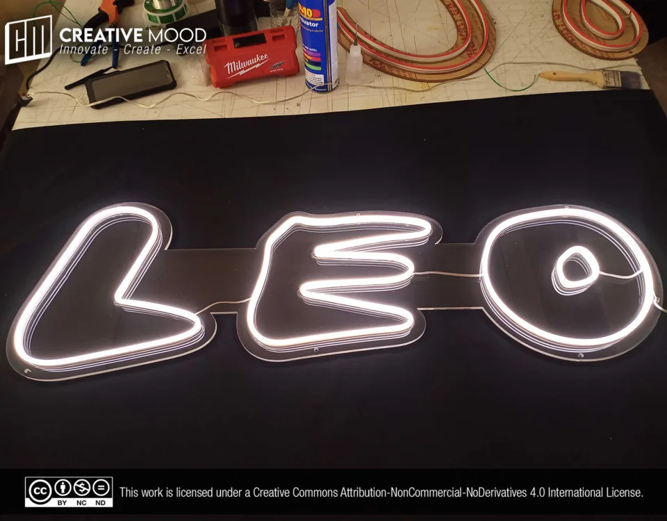 ‘LEO’ Cool White Neon Sign