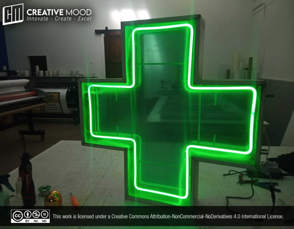 Cross Green LED Neon Sign