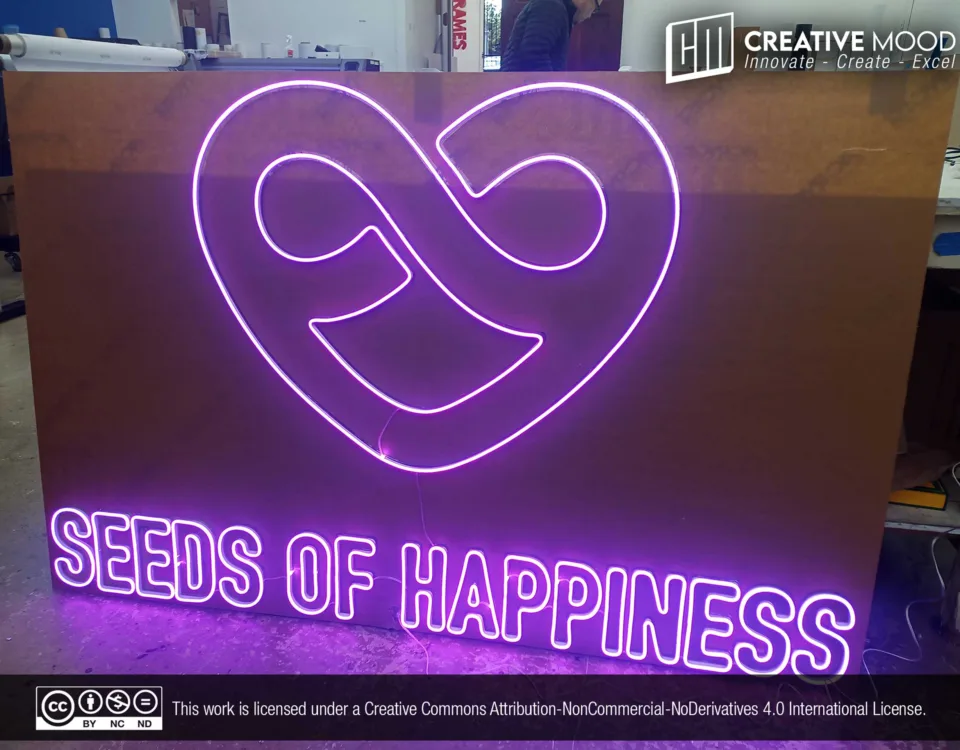 ‘SEED OF HAPPINESS’ Purple LED Neon Sign
