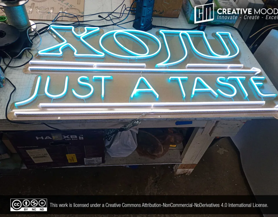 ‘Xoju JUST A TASTE’ Light Blue LED Neon Sign