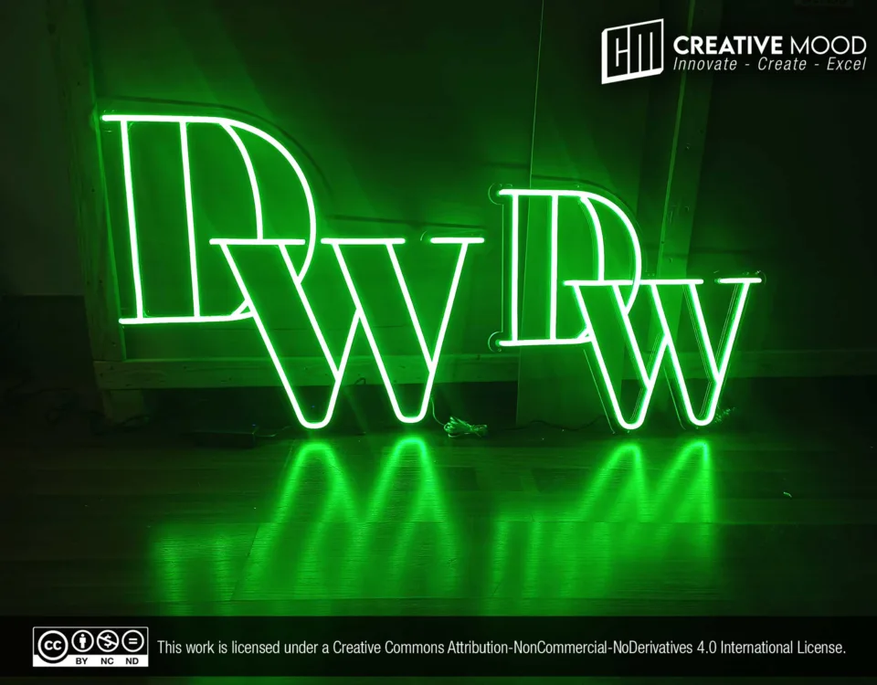 ‘DW’ Green LED Neon Sign