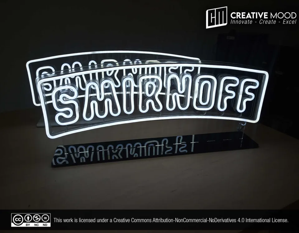 ‘Smirnoff’ Cool White LED Neon Sign