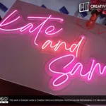 ‘Kate and Sam’ Pink and Cool White LED Neon Sign