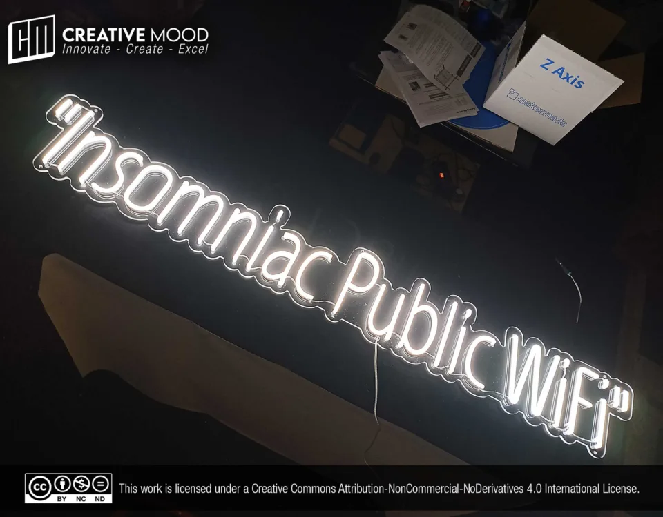 ‘Insomniac Public WiFi’ Cool White LED Neon Sign