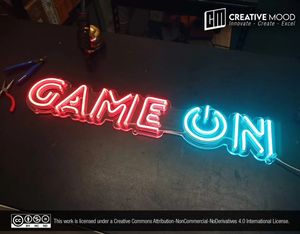 ‘GAME ON’ Red and Light Blue LED Neon Sign