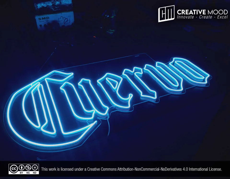 ‘Cuervo’ Light Blue LED Neon Sign