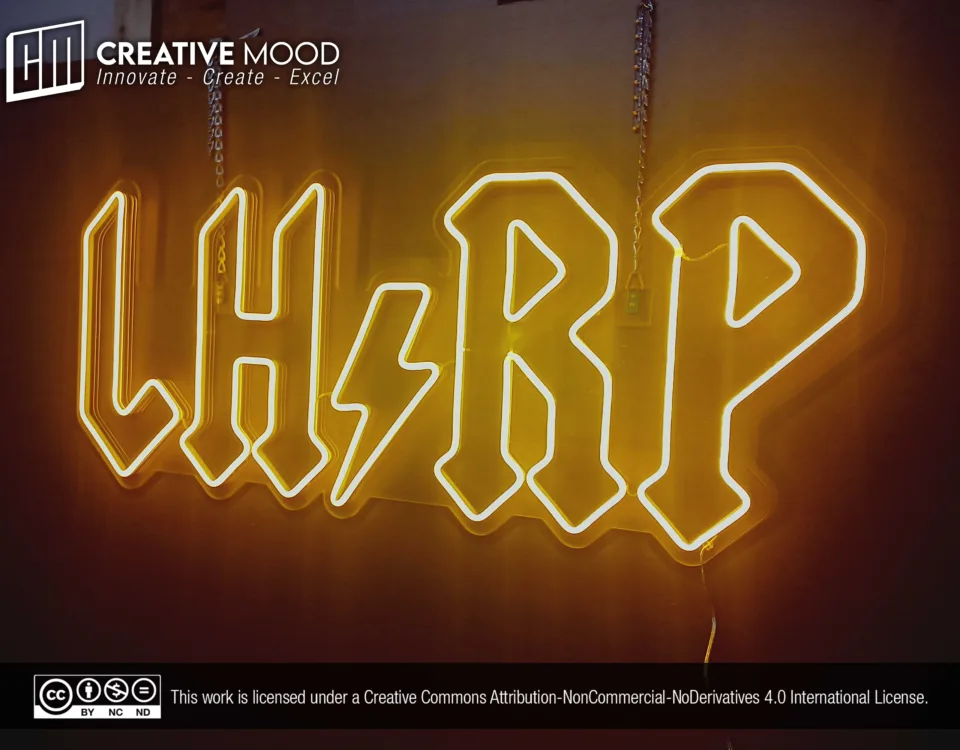 ‘LH RP’ Golden Yellow LED Neon Sign