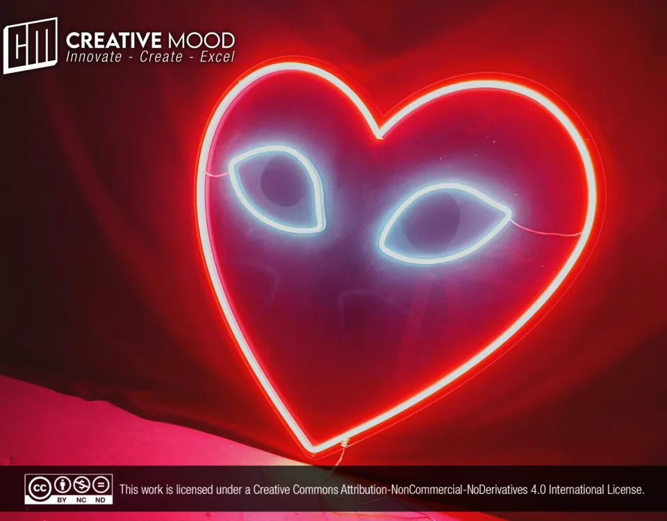 Heart With Eyes Red LED Neon Sign