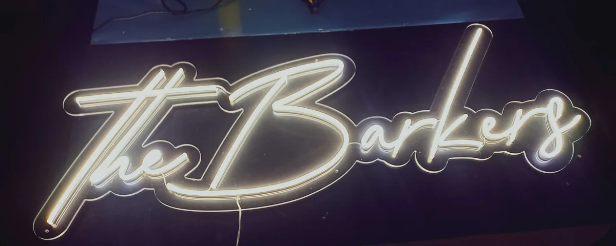 ‘The Barkers’ Warm White LED Neon Sign