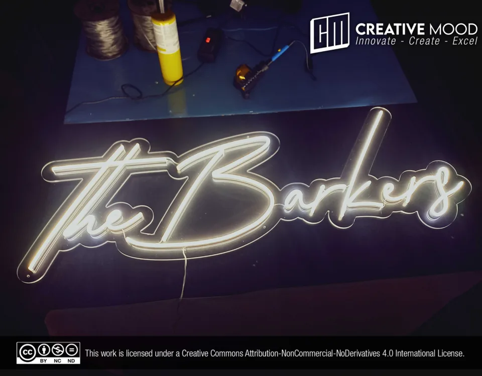 ‘The Barkers’ Warm White LED Neon Sign