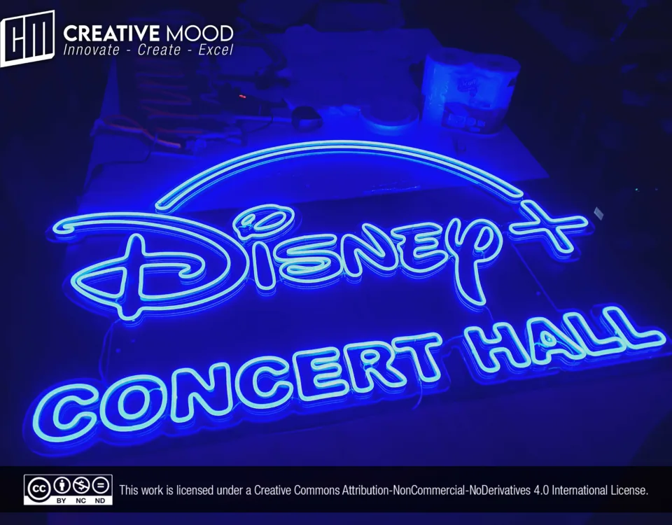 ‘Disney + Concert Hall’ Blue LED Neon Sign