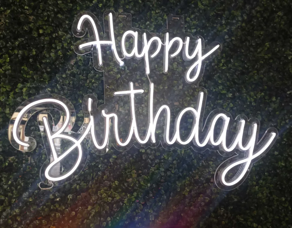 ‘Happy Birthday’ Cool White LED Neon Sign