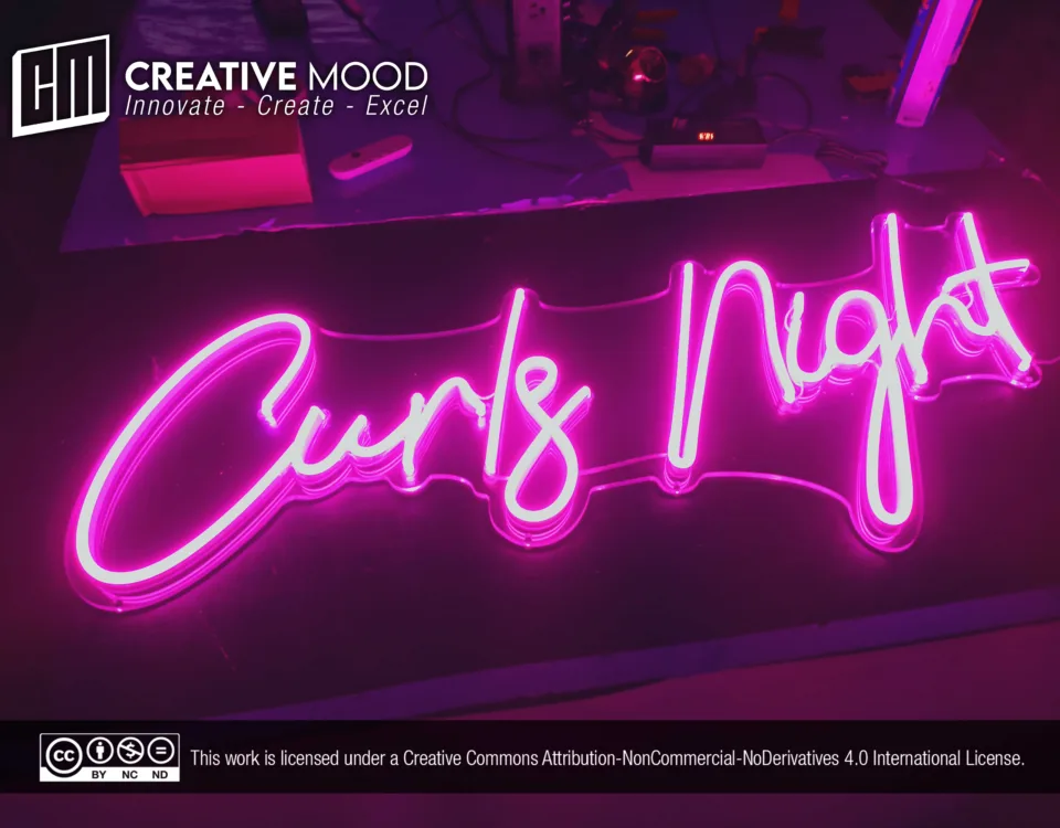 ‘Curls Night’ Pink LED Neon Sign