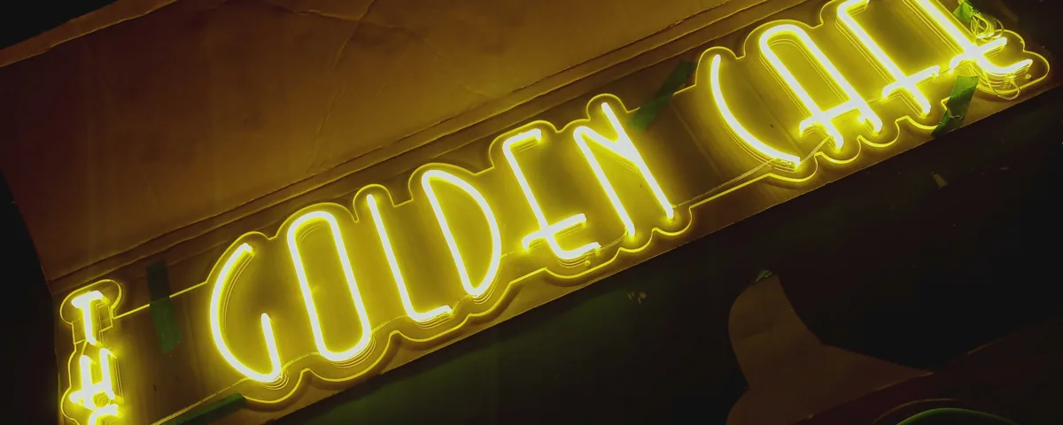 ‘THE GOLDEN CAFE’ Golden Yellow LED Neon Sign