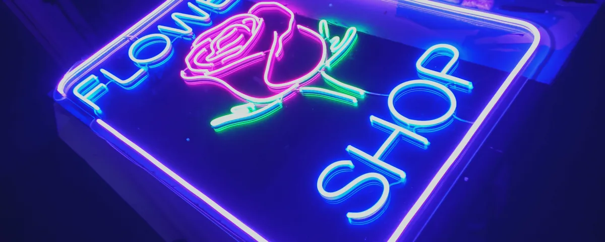 ‘FLOWER SHOP’ Blue LED Neon Sign