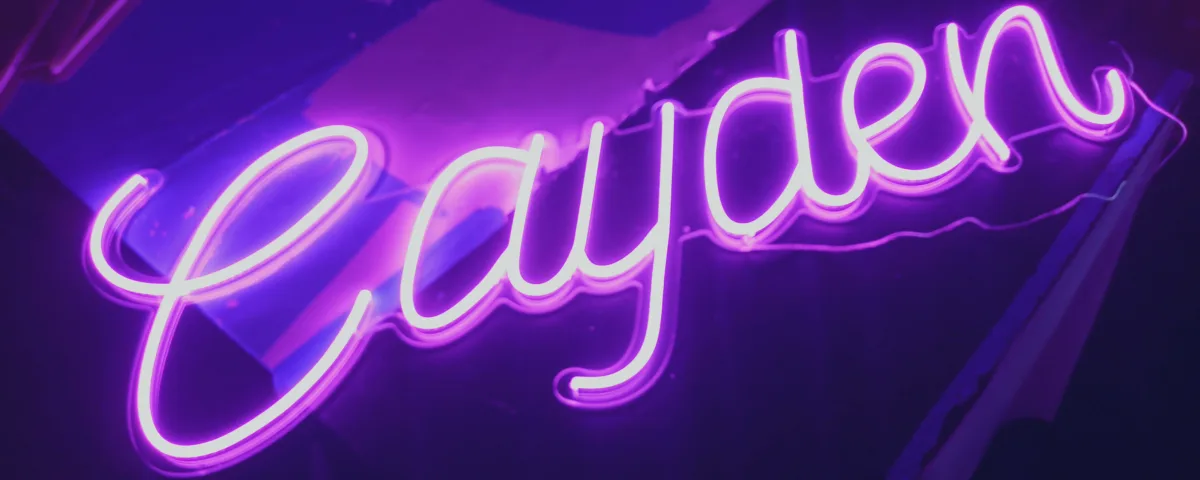 ‘Cayden’ Purple LED Neon Sign