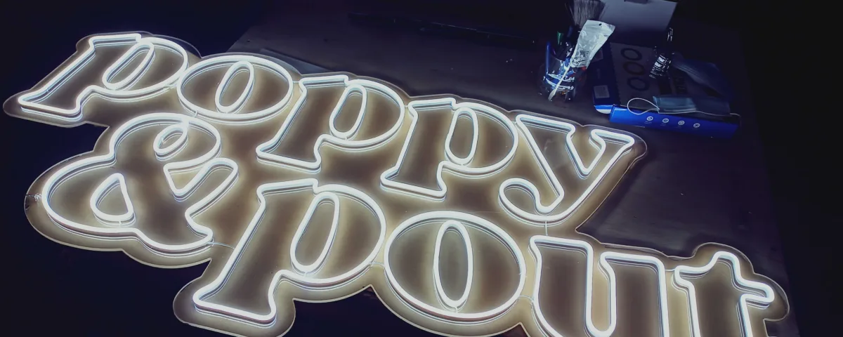 ‘poppy & pout’ Cool White LED Neon Sign
