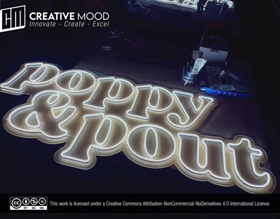 ‘poppy & pout’ Cool White LED Neon Sign