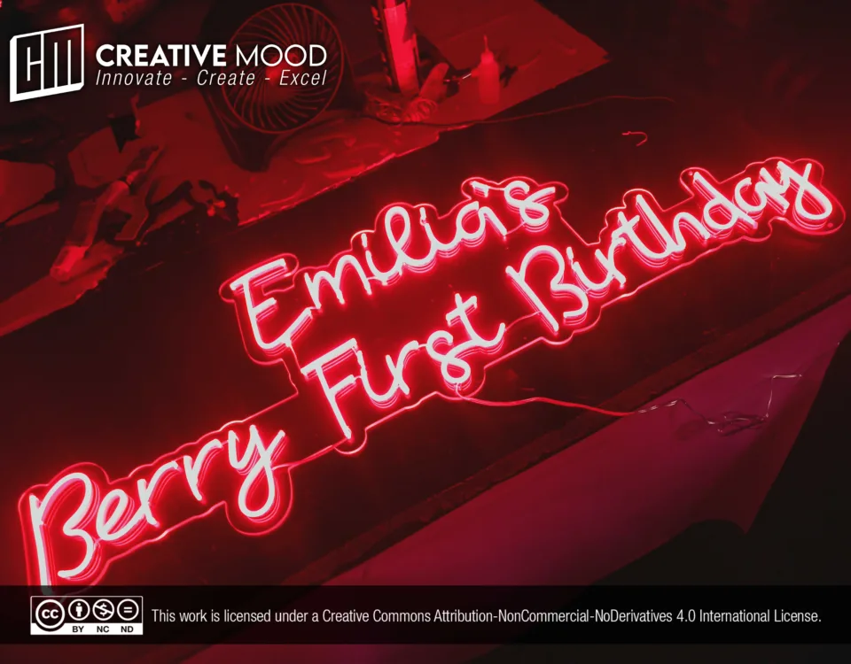 ‘Emilia's Berry First Birthday’ Red LED Neon Sign