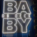 ‘BABY ON DECK’ Cool White LED Neon Sign