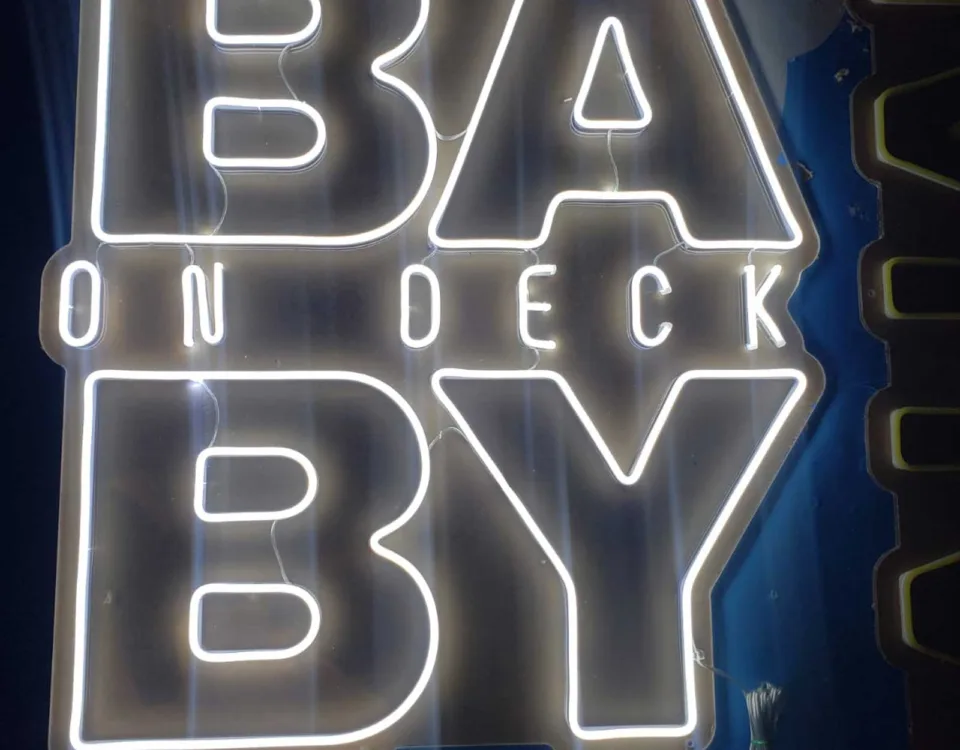 ‘BABY ON DECK’ Cool White LED Neon Sign