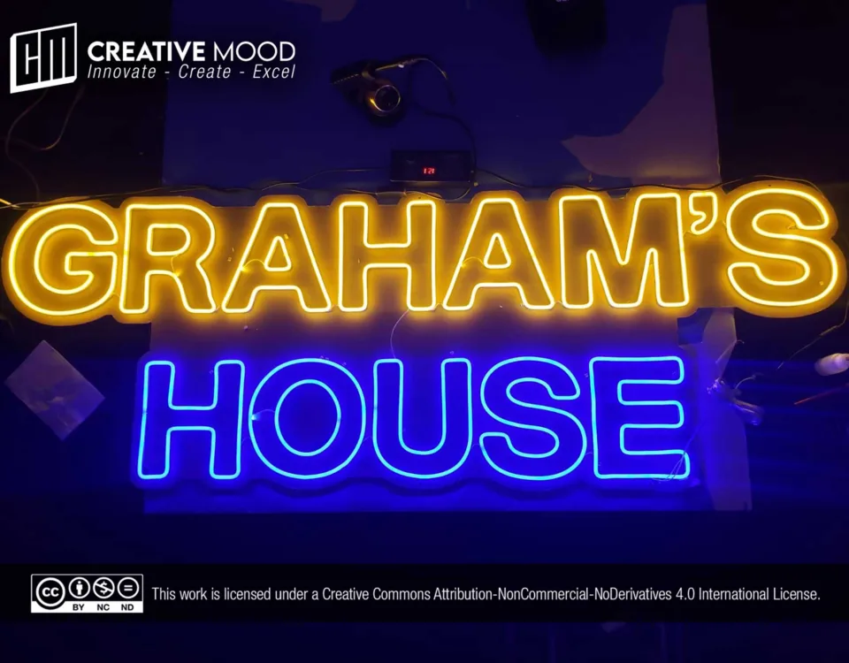 ‘GRAHAM'S HOUSE’ Blue And Yellow LED Neon Sign