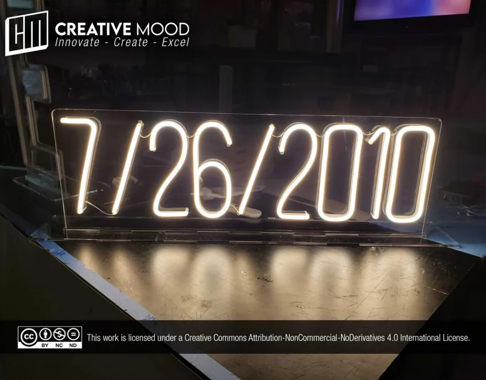 ‘7/26/2010’ Warm White LED Neon Sign