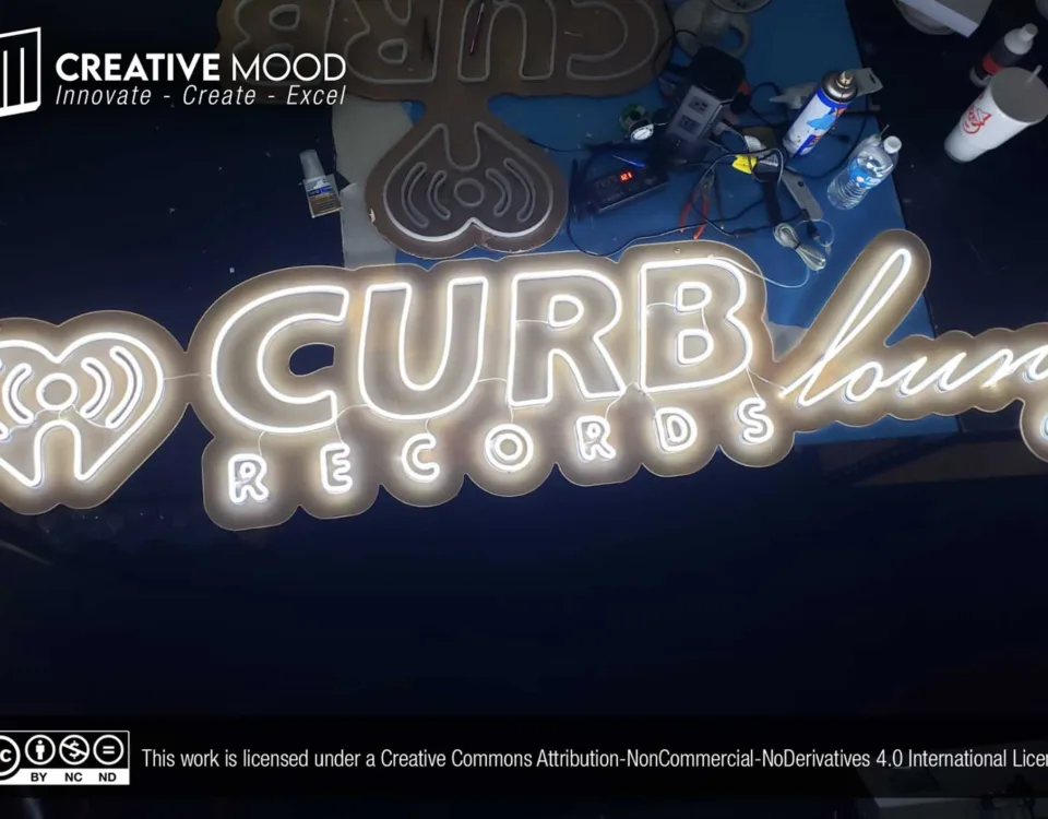 ‘CURB RECORDS Lounge’ Cool White LED Neon Sign